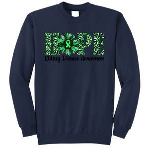 Hope Kidney Disease Awareness Leopard Sunflower Green Ribbons Healthier Tall Sweatshirt