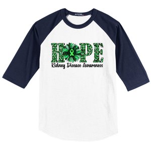 Hope Kidney Disease Awareness Leopard Sunflower Green Ribbons Healthier Baseball Sleeve Shirt