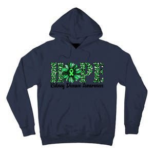 Hope Kidney Disease Awareness Leopard Sunflower Green Ribbons Healthier Tall Hoodie