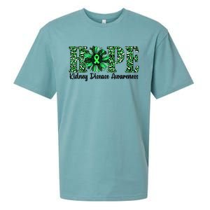 Hope Kidney Disease Awareness Leopard Sunflower Green Ribbons Healthier Sueded Cloud Jersey T-Shirt