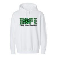 Hope Kidney Disease Awareness Leopard Sunflower Green Ribbons Healthier Garment-Dyed Fleece Hoodie