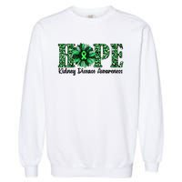 Hope Kidney Disease Awareness Leopard Sunflower Green Ribbons Healthier Garment-Dyed Sweatshirt