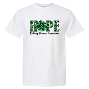 Hope Kidney Disease Awareness Leopard Sunflower Green Ribbons Healthier Garment-Dyed Heavyweight T-Shirt