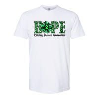 Hope Kidney Disease Awareness Leopard Sunflower Green Ribbons Healthier Softstyle CVC T-Shirt