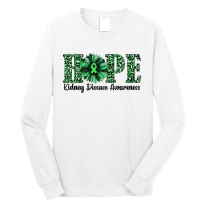 Hope Kidney Disease Awareness Leopard Sunflower Green Ribbons Healthier Long Sleeve Shirt