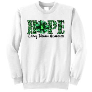 Hope Kidney Disease Awareness Leopard Sunflower Green Ribbons Healthier Sweatshirt