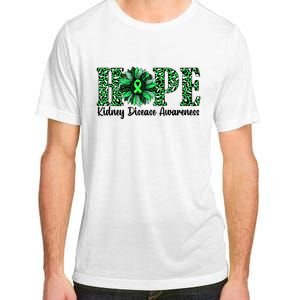 Hope Kidney Disease Awareness Leopard Sunflower Green Ribbons Healthier Adult ChromaSoft Performance T-Shirt