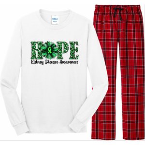 Hope Kidney Disease Awareness Leopard Sunflower Green Ribbons Healthier Long Sleeve Pajama Set