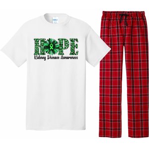 Hope Kidney Disease Awareness Leopard Sunflower Green Ribbons Healthier Pajama Set