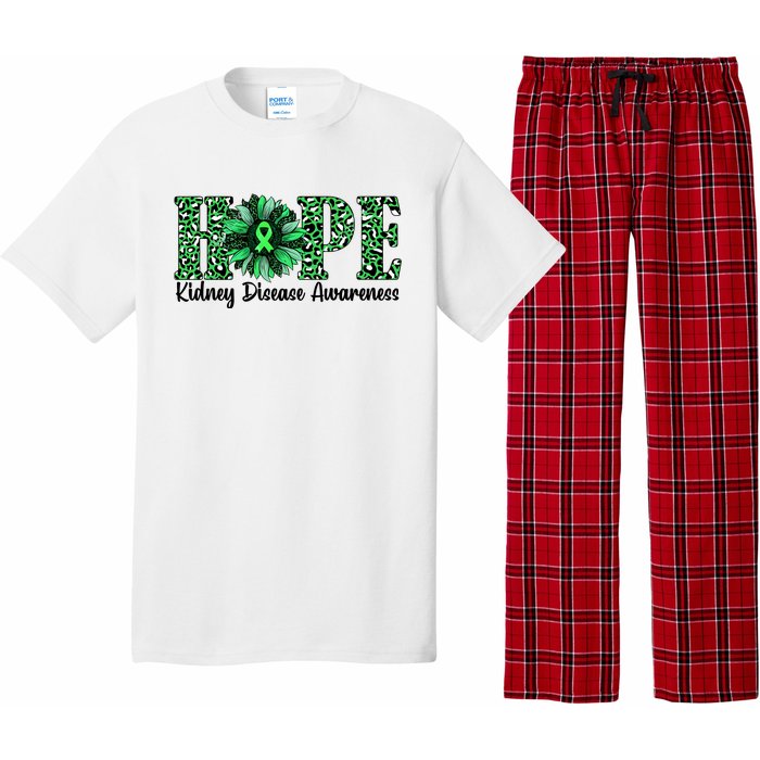 Hope Kidney Disease Awareness Leopard Sunflower Green Ribbons Healthier Pajama Set