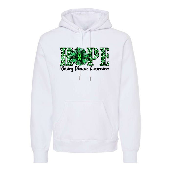 Hope Kidney Disease Awareness Leopard Sunflower Green Ribbons Healthier Premium Hoodie