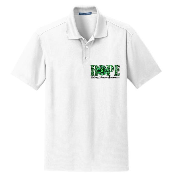 Hope Kidney Disease Awareness Leopard Sunflower Green Ribbons Healthier Dry Zone Grid Polo