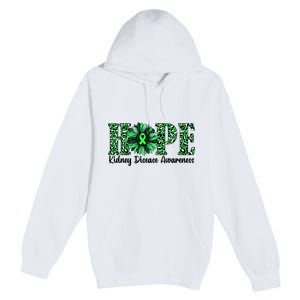 Hope Kidney Disease Awareness Leopard Sunflower Green Ribbons Healthier Premium Pullover Hoodie