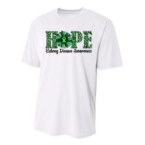 Hope Kidney Disease Awareness Leopard Sunflower Green Ribbons Healthier Performance Sprint T-Shirt