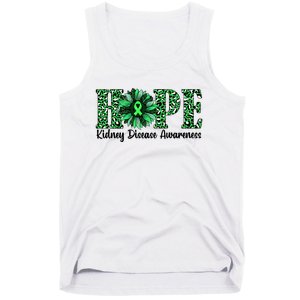 Hope Kidney Disease Awareness Leopard Sunflower Green Ribbons Healthier Tank Top