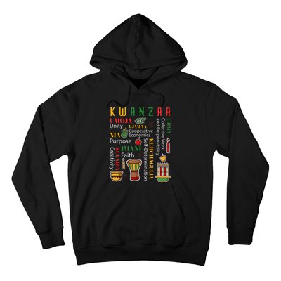 Happy Kwanzaa Drum Kinara Seven Candles Africa Celebration Hoodie