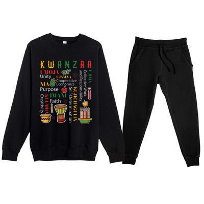 Happy Kwanzaa Drum Kinara Seven Candles Africa Celebration Premium Crewneck Sweatsuit Set