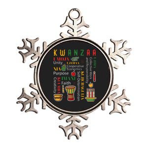 Happy Kwanzaa Drum Kinara Seven Candles Africa Celebration Metallic Star Ornament