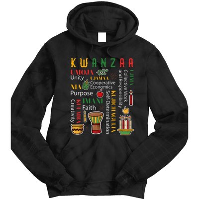 Happy Kwanzaa Drum Kinara Seven Candles Africa Celebration Tie Dye Hoodie