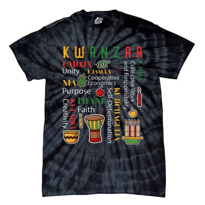 Happy Kwanzaa Drum Kinara Seven Candles Africa Celebration Tie-Dye T-Shirt