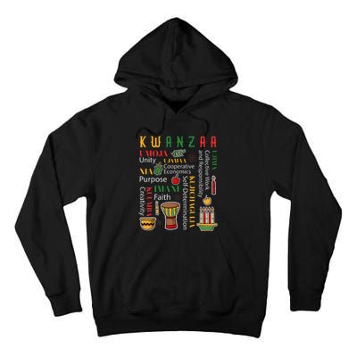 Happy Kwanzaa Drum Kinara Seven Candles Africa Celebration Tall Hoodie