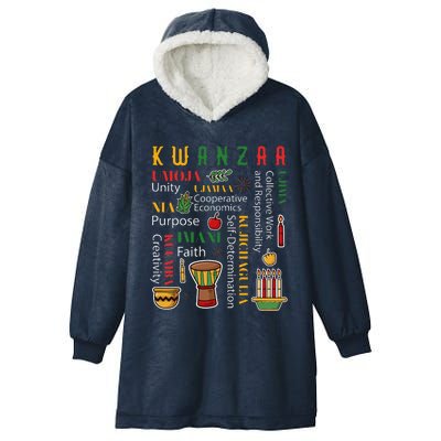 Happy Kwanzaa Drum Kinara Seven Candles Africa Celebration Hooded Wearable Blanket