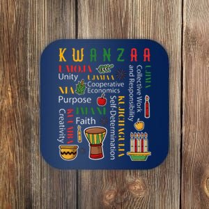 Happy Kwanzaa Drum Kinara Seven Candles Africa Celebration Coaster