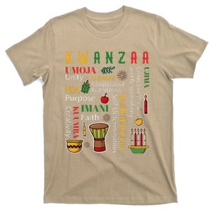 Happy Kwanzaa Drum Kinara Seven Candles Africa Celebration T-Shirt