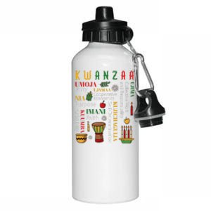 Happy Kwanzaa Drum Kinara Seven Candles Africa Celebration Aluminum Water Bottle