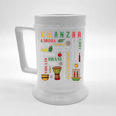 Happy Kwanzaa Drum Kinara Seven Candles Africa Celebration Beer Stein