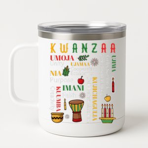 Happy Kwanzaa Drum Kinara Seven Candles Africa Celebration 12 oz Stainless Steel Tumbler Cup