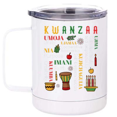 Happy Kwanzaa Drum Kinara Seven Candles Africa Celebration 12 oz Stainless Steel Tumbler Cup