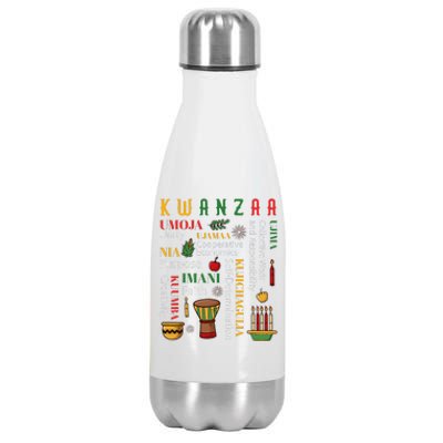 Happy Kwanzaa Drum Kinara Seven Candles Africa Celebration Stainless Steel Insulated Water Bottle