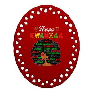 Happy Kwanzaa Decorations African American Seven Principles Ceramic Oval Ornament