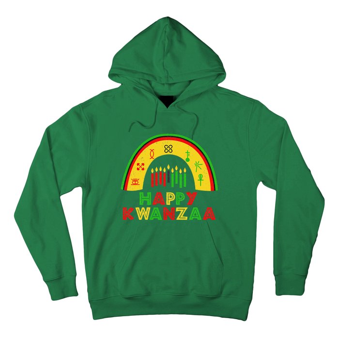 Happy Kwanzaa Decorations Rainbow 7 Seven Principles Kinara Hoodie