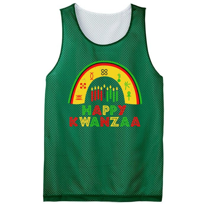 Happy Kwanzaa Decorations Rainbow 7 Seven Principles Kinara Mesh Reversible Basketball Jersey Tank