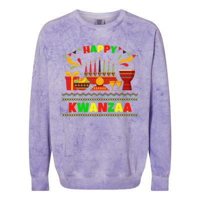 Happy Kwanzaa Drum Kinara Seven Candles Africa Celebration Colorblast Crewneck Sweatshirt