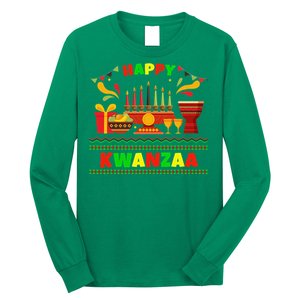 Happy Kwanzaa Drum Kinara Seven Candles Africa Celebration Long Sleeve Shirt