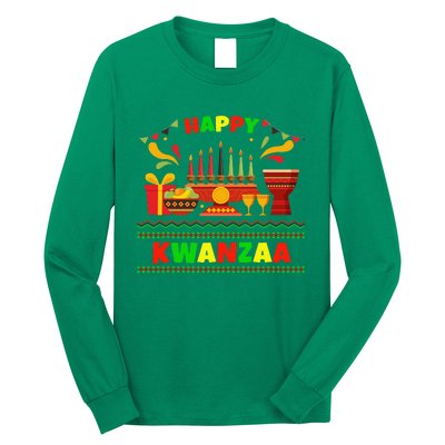 Happy Kwanzaa Drum Kinara Seven Candles Africa Celebration Long Sleeve Shirt