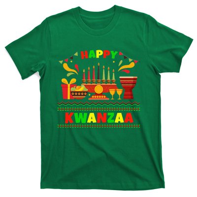 Happy Kwanzaa Drum Kinara Seven Candles Africa Celebration T-Shirt