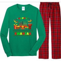 Happy Kwanzaa Drum Kinara Seven Candles Africa Celebration Long Sleeve Pajama Set