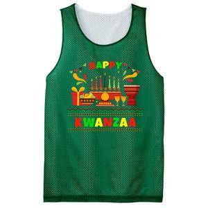 Happy Kwanzaa Drum Kinara Seven Candles Africa Celebration Mesh Reversible Basketball Jersey Tank