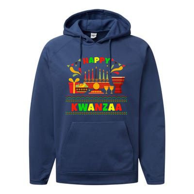 Happy Kwanzaa Drum Kinara Seven Candles Africa Celebration Performance Fleece Hoodie