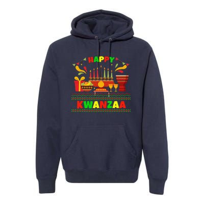 Happy Kwanzaa Drum Kinara Seven Candles Africa Celebration Premium Hoodie