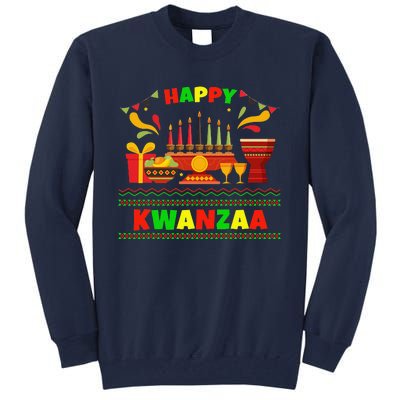 Happy Kwanzaa Drum Kinara Seven Candles Africa Celebration Tall Sweatshirt