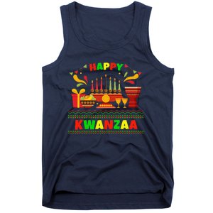 Happy Kwanzaa Drum Kinara Seven Candles Africa Celebration Tank Top