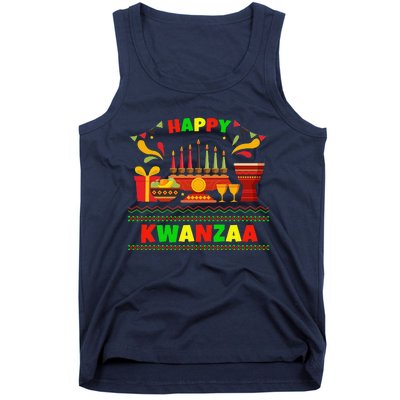 Happy Kwanzaa Drum Kinara Seven Candles Africa Celebration Tank Top