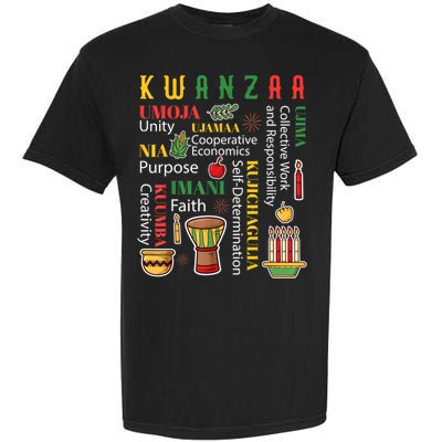 Happy Kwanzaa Drum Kinara Seven Candles Africa Celebration Garment-Dyed Heavyweight T-Shirt