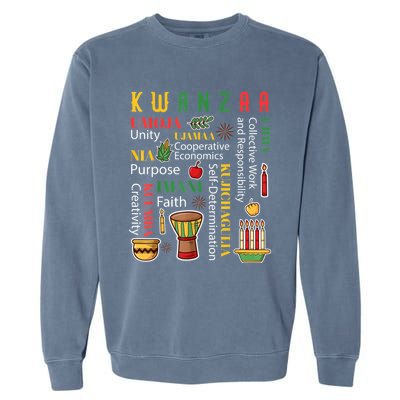 Happy Kwanzaa Drum Kinara Seven Candles Africa Celebration Garment-Dyed Sweatshirt