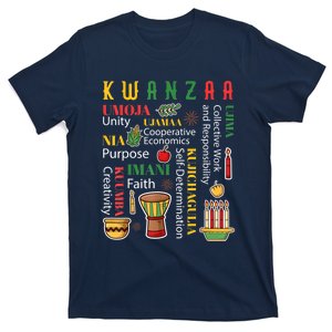 Happy Kwanzaa Drum Kinara Seven Candles Africa Celebration T-Shirt